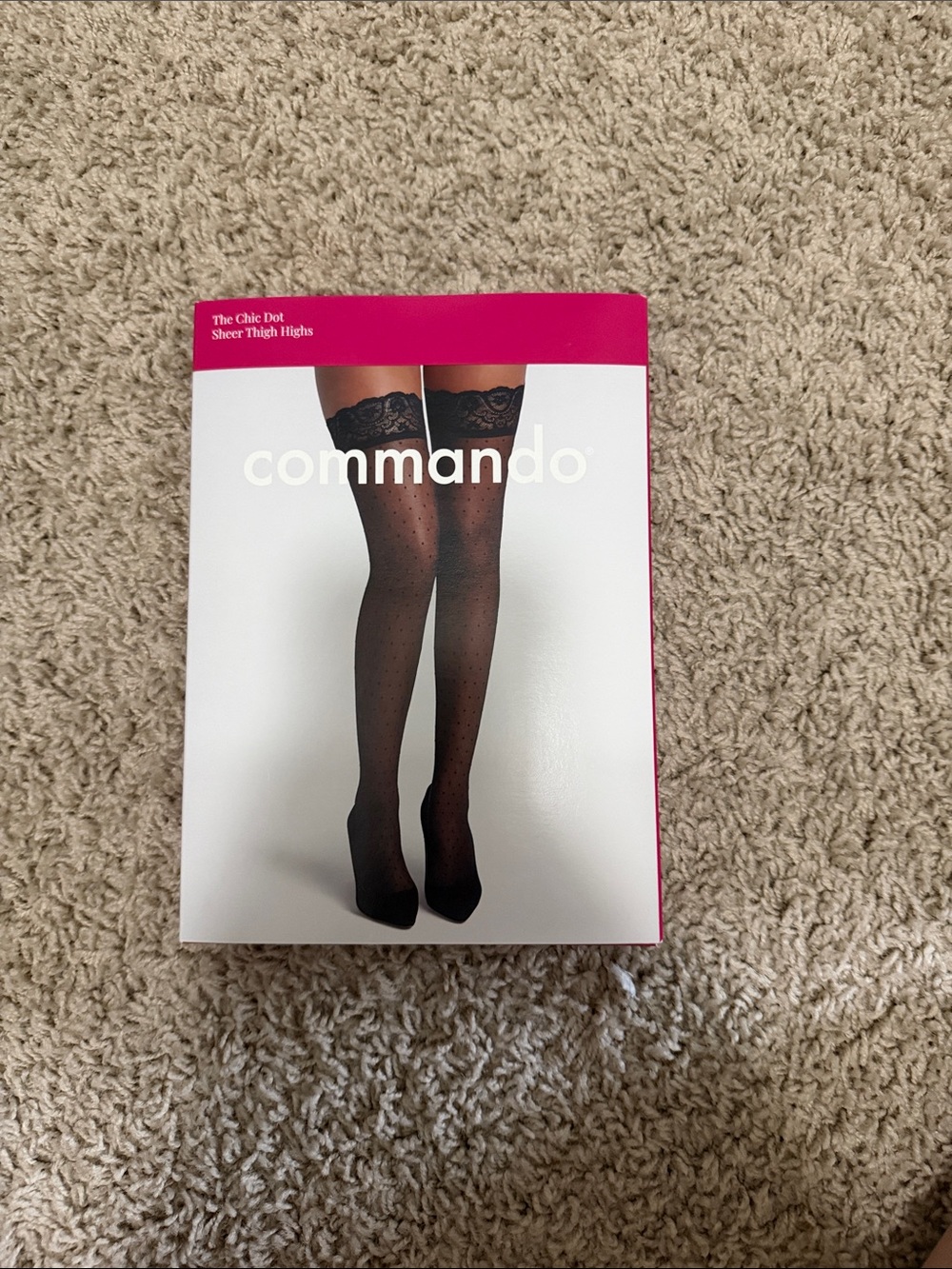 Commando Black Sheer Dot Lace Thigh Highs